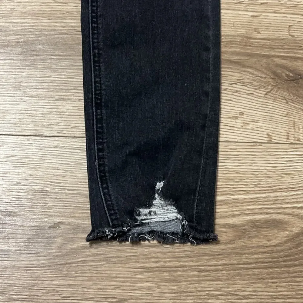 Justice Girl’s Black Washed Distressed Slim Ankle Length Jeans Size 14 (A32)
